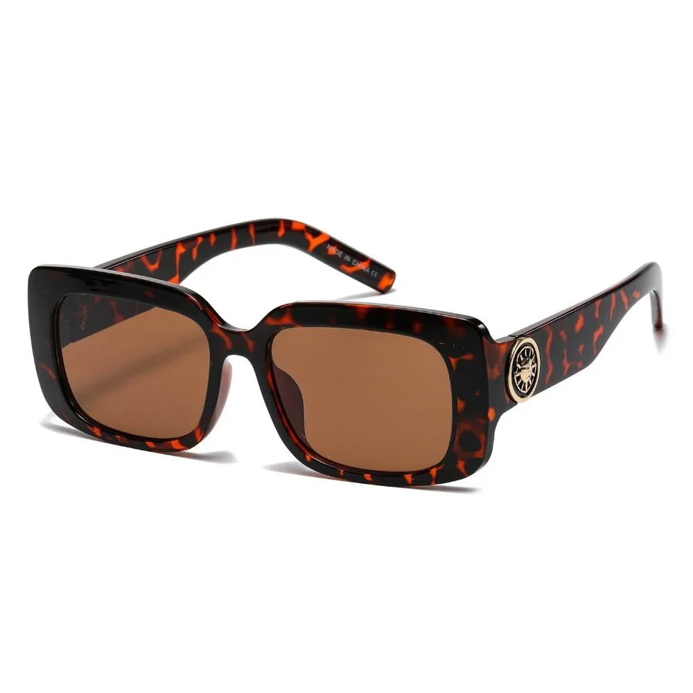 Women Men Sunglasses Tortoise‎ Square Brown Lens Fashion Designer Hip Hop Style